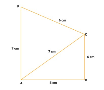 Find area of quadrilateral ABCD in which AB