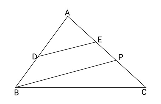 fig ${\text{D}}$ is mid-points of AB. $P$ is on AC