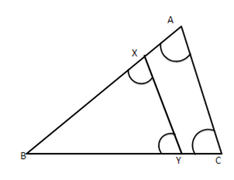 figure the line segment XY||AC and XY divides triangular region ABC into two points equal in area