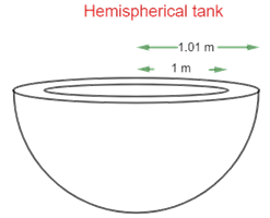 the outer radius of the hemispherical tank