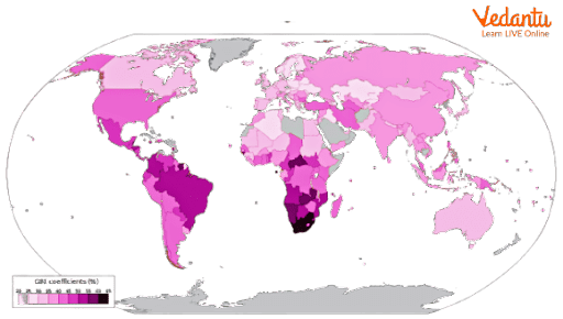 The Gini Coefficient of Different Countries