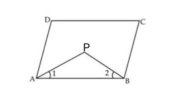 parallelogram ABCD, bisectors of adjacent angles ${\text{A}}$ and ${\text{B}}$ intersect each other at P