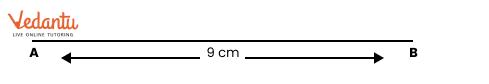 draw a line AB equal to 9 cm.