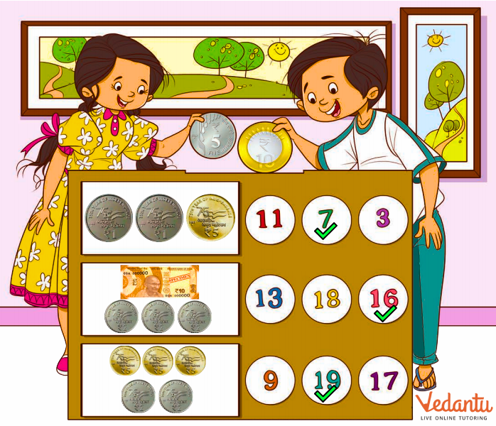 Kids counting coins and notes