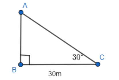Right angle triangle ABC and angle of elevation