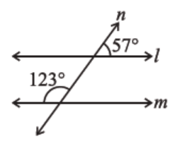 Figure in which two angles are 57 and 123 degrees