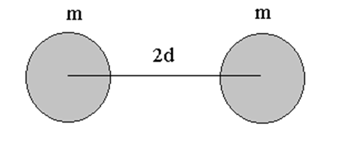 two bodies of mass m are separated by a distance