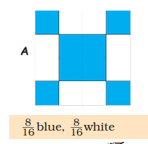 different patterns by colouring some squares in the grids B, C, D