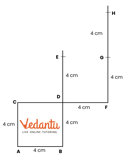 Produce CD to F such that DF = 4 cm