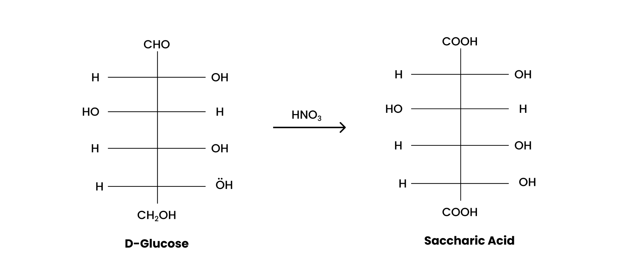 D-glucose when treated with $HN{{O}_{3}}$, gets oxidized to give saccharic acid