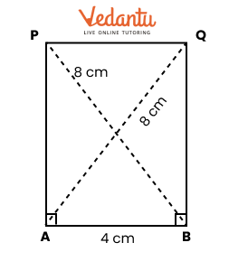 rectangle with one side equal to 4 cm and diagonals of length 8 cm