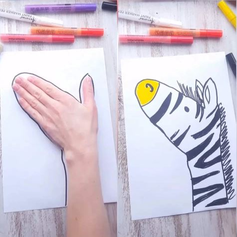 Zebra Handprint Drawing