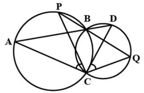 Two circles intersect at two points B and C.png