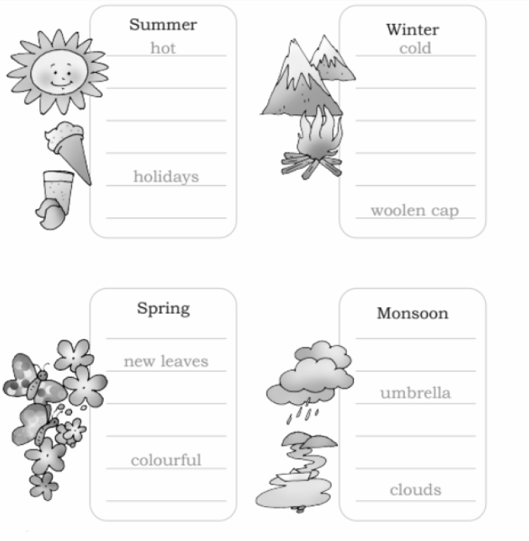 The words that can be used in summer, winter or monsoon